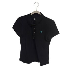 Aeropostale Womens Black Polo Shirt Short Sleeve‎ Logo XL